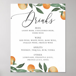 Poster Aquarelle agrumes fleuri jardin mariage bar boisso