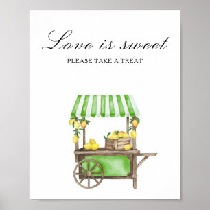 Poster Aquarelle agrumes - l'amour est doux, prenez une f
