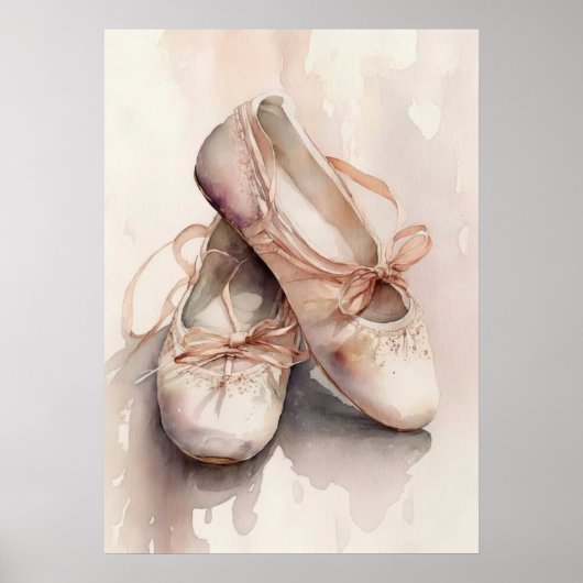 Poster Aquarelle AI Chaussures de ballet (Devant)