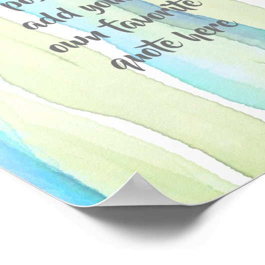 Poster aquarelle ajouter une citation rayures turquoise e (Coin)