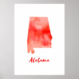 Poster Aquarelle Alabama États-Unis