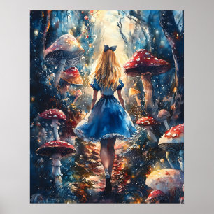 Poster Aquarelle Alice au pays des merveilles