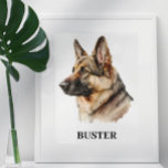 Poster Aquarelle Allemande Berger Portrait Personnalisé<br><div class="desc">Cette conception peut être personnalisée en choisissant l'option Modifier la conception. Vous pouvez également transférer sur d'autres objets. Contactez-moi à l'adresse colorflowcreations@gmail.com ou utilisez l'option conversation en haut de la page si vous souhaitez avoir cette conception sur un autre produit ou si vous avez besoin d'aide pour cette conception. Voir...</div>