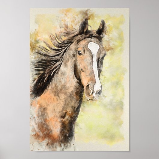 Poster Aquarelle américaine Cheval selle découpage (Devant)