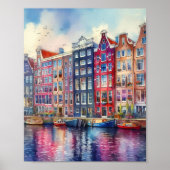 Poster Aquarelle Amsterdam Pays-Bas (Devant)