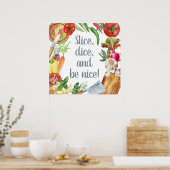 Poster Aquarelle amusante Végétable Ustensiles de cuisine (Cuisine)