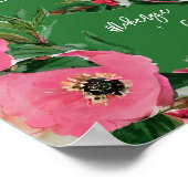 Poster Aquarelle Anemone Vert Mariage Bienvenue (Coin)