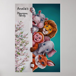 Poster Aquarelle animal sauvage mignon et brillant#6