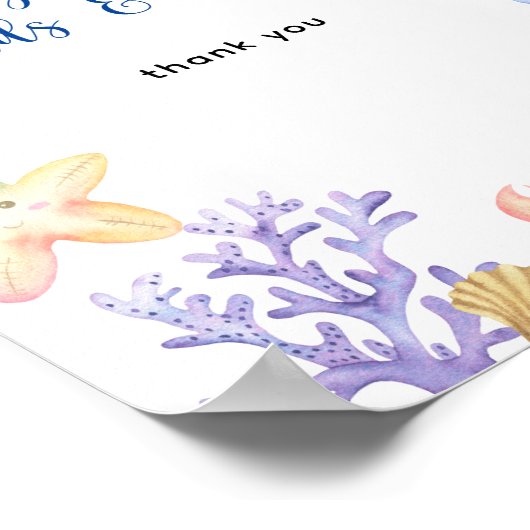 Poster Aquarelle animaux océaniques - Cartes de livres et (Coin)