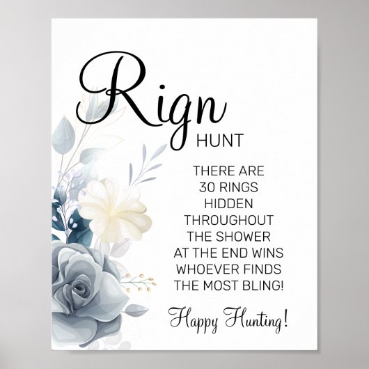 Poster Aquarelle Anneau Ring signe de jeu de douche nupti (Devant)