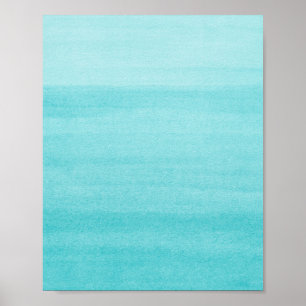 Poster Aquarelle Aqua Blue Ombre Abstraite