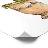 Poster Aquarelle Arbre orange topiaire en urne antique (Coin)