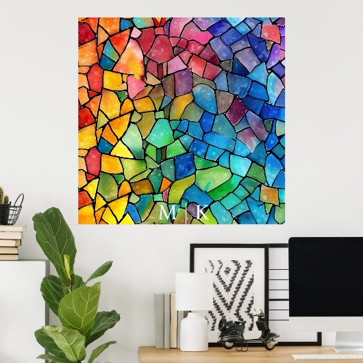 Poster Aquarelle Arc-en-ciel en verre (Bureau à domicile)