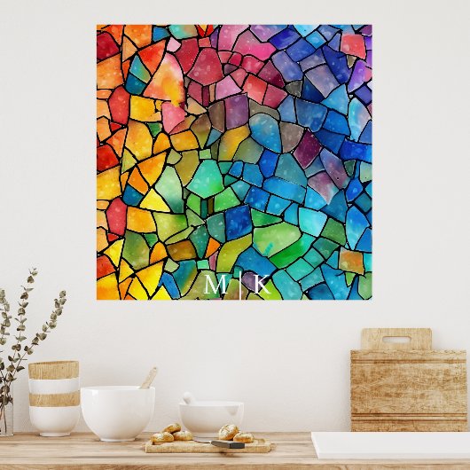 Poster Aquarelle Arc-en-ciel en verre (Cuisine)