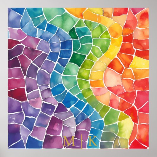 Poster Aquarelle Arc-en-ciel en verre (Devant)