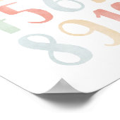 Poster Aquarelle arc-en-ciel Numéros Décor (Coin)