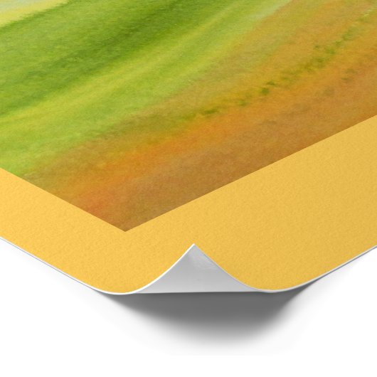 Poster Aquarelle arc-en-ciel paysage avec cerf-volant (Coin)