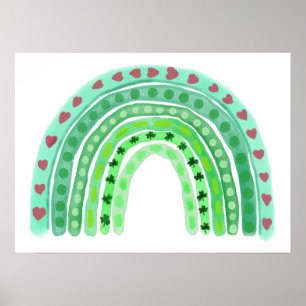 Poster Aquarelle arc-en-ciel   Shamrocks de la Saint-Patr