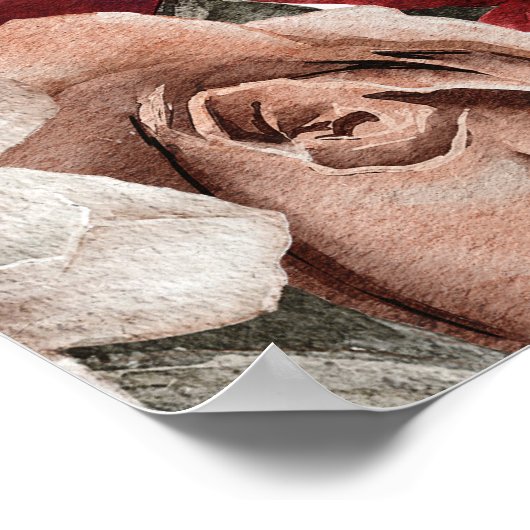 Poster Aquarelle argentée Bourgogne Mariage Floral Bienve (Coin)