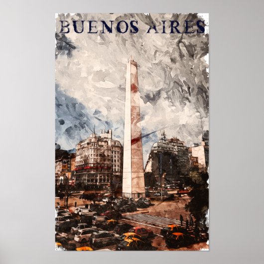Poster Aquarelle argentine Buenos Aires (Devant)