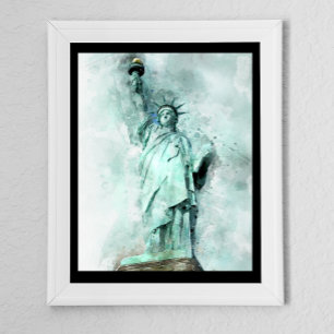 Poster Aquarelle artistique Statue de la Liberté