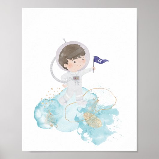 Poster Aquarelle Astronaut Space Kids Adventure (Devant)