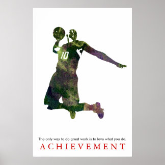 Poster Aquarelle Atteinte Motivation Basket