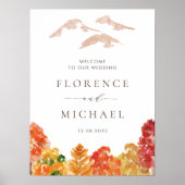 Poster Aquarelle Automne Bois Mariage de automne Bienvenu (Devant)