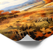 Poster Aquarelle Automne Citrouille de route en chute Feu (Coin)