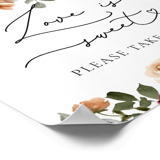 Poster Aquarelle Automne Floral L'amour est doux Prenez u (Coin)