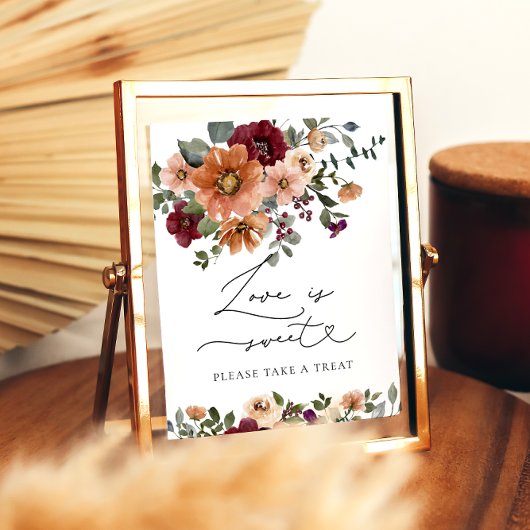 Poster Aquarelle Automne Floral L'amour est doux Prenez u