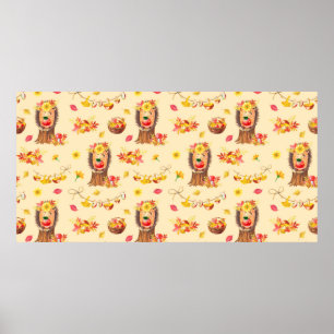 Poster Aquarelle Automne motif transparent. Cute col