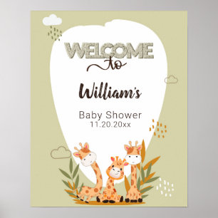 Poster Aquarelle Baby Giraffe, Bienvenue Au Baby shower