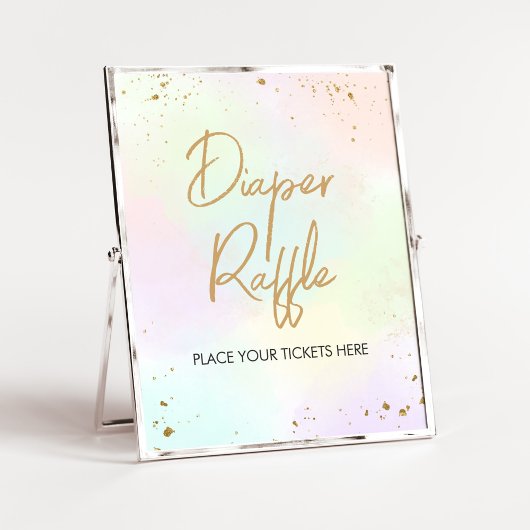 Poster Aquarelle Baby shower arc-en-ciel Raffin