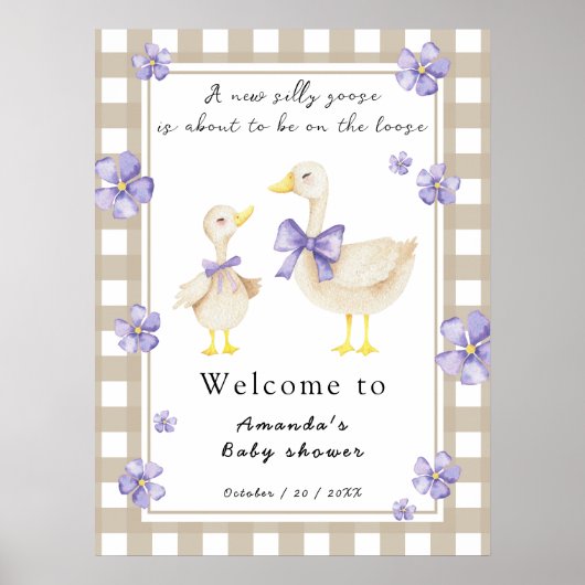 Poster Aquarelle Baby shower d'oie soie (Devant)
