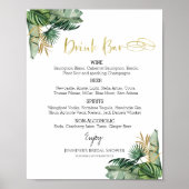 Poster Aquarelle Bachelorette Tropicale Boissons Menu Sig (Devant)