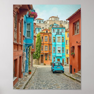 Poster Aquarelle Balat Istanbul Turquie