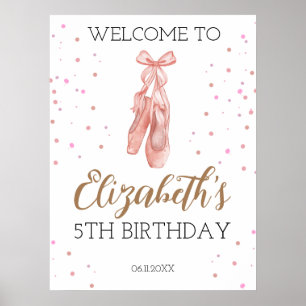Poster Aquarelle Ballerina fête d'anniversaire Bienvenue