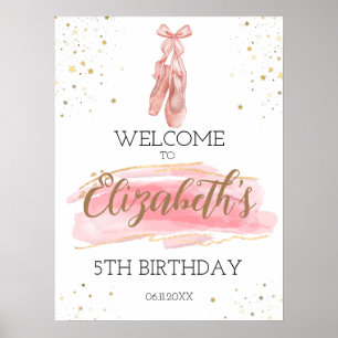 Poster Aquarelle Ballerina fête d'anniversaire Bienvenue