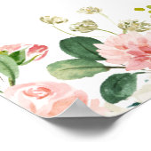 Poster Aquarelle Baptême Floral Blanc et Blush (Coin)