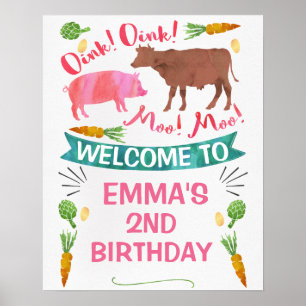 Poster Aquarelle Barnyard Farm à thème Anniversaire Poste