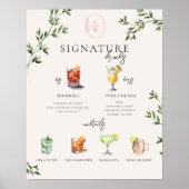 Poster Aquarelle | Barre de boisson Signature de mariée e (Devant)