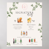 Poster Aquarelle | Barre de boisson Signature de mariée e (Devant)