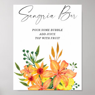 Poster Aquarelle barre de sangria fleurie moderne