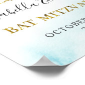 Poster Aquarelle bat mitzvah Pastel Blue Gold Welcome (Coin)