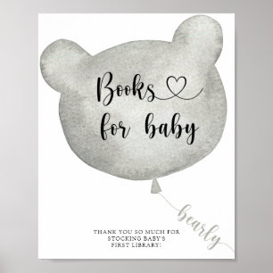 Poster Aquarelle Bear Balloon, livres pour l'affiche bébé