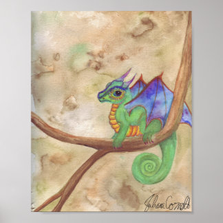 Poster Aquarelle Bébé Dragon