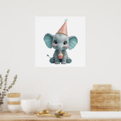 Poster Aquarelle Bébé Eléphant - Cute Animal Nursery (Cuisine)