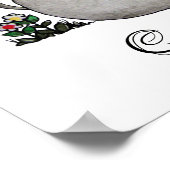 Poster Aquarelle Bébé mou Eléphant Avec Blush & fleurs (Coin)