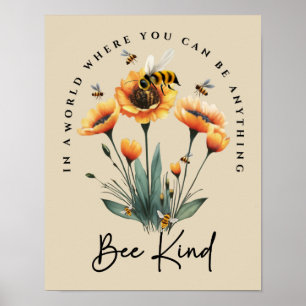 Poster Aquarelle Bee Decor Aquarelle Floral Positif
